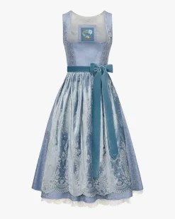 Blauer Engel Midi-Dirndl mit Seidensamt-Schürze