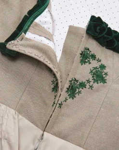 Gaia Leinen-Dirndl lang mit Seidenschürze