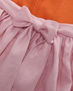 Midi-Dirndl mit Leinen-Schürze