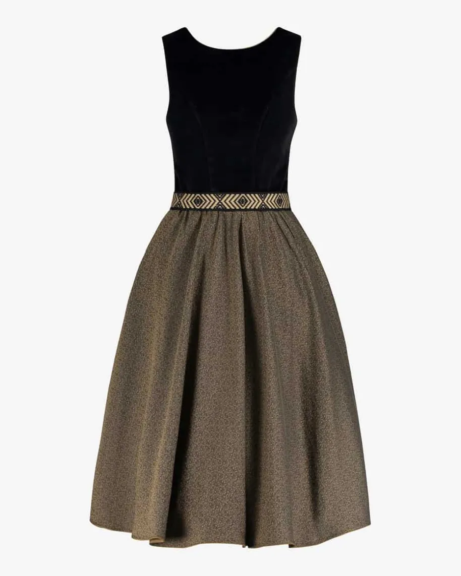 Midi-Dirndl mit Seidenschürze