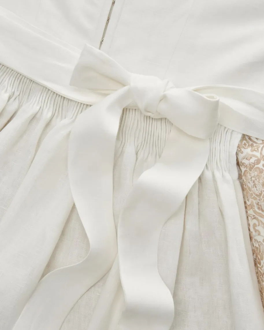 Midi-Leinendirndl mit Leinenschürze