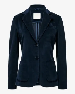 Samtblazer Slim Fit aus Baumwoll-Mix