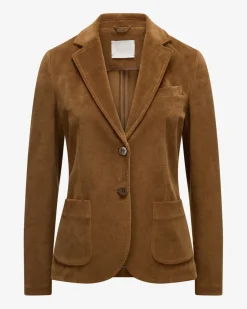 Samtblazer Slim Fit aus Baumwoll-Mix