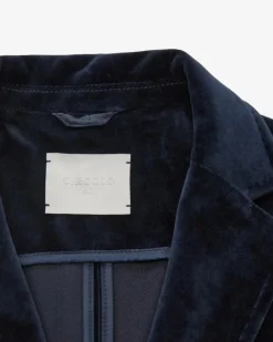 Samtblazer Slim Fit aus Baumwoll-Mix