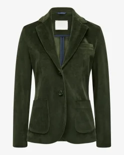 Samtblazer Slim Fit aus Baumwoll-Mix