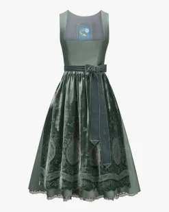 Waldnebel Midi-Dirndl mit Seidensamt-Schürze