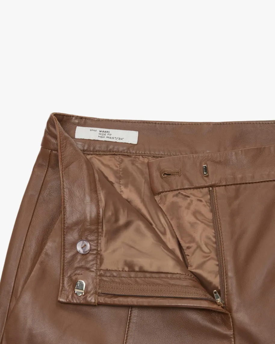 Warri Hose Wide Fit High Waist aus Leder