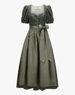 x LODENFREY Carolina Dirndl lang mit Leinenschürze